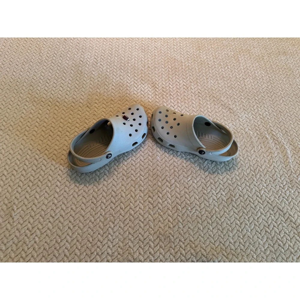 Crocs Kids Classic Clogs Light Grey Football Charm Size J4/W6
